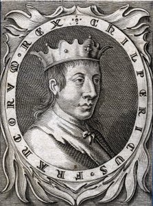 Portrait of Chilperic II (c. 670 - 721), King of Neustria. 18th century engraving. by Unknown artist