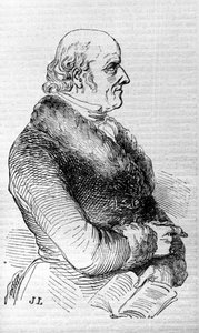 Portrait of Christian Hahnemann (1755 - 1843), founder physician of homeopathy. Engraving of the 19th century.