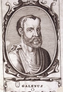 Portrait of Claude Galien (Klaudios Galenos or Claudio Galeno or Claudius Galenus or Galen, c. 131 - c. 201), Greek Doctor. 18th Century Engraving by Unknown artist