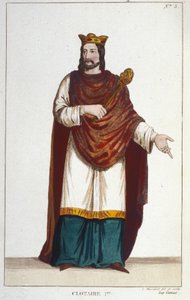 Portrait of Clotaire I (497 - 561), King of Neustria and King of the Franks (Engraving from 1830)