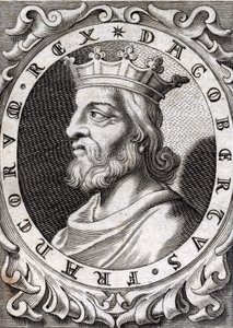 Portrait of Dagobert I (? - 639), king of the Franks, Dynasty of the Merovingians. Engraving of the 18th century