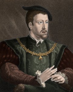 Portrait of Emperor Charles V (1500-1558) with the Necklace of the Order of the Golden Fleece (engraving) by Unknown artist
