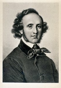Portrait of Jakob Ludwig Felix Mendelssohn Bartholdy, German conductor and composer. Lithograph of the 19th century Biblioteca del Conservatorio Giuseppe Verdi, Milan by Unknown artist