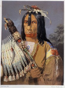 Portrait of Kee-Ake-Saa-Ka-Wow with the Calumet - in Wandering of an Artist among the Indians of North America by Paul Kane, Longmans & Roberts, London