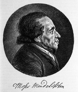 Portrait of Moses Mendelssohn, philosopher and true founder of modern Judaism. Grandfather of the musician Felix Mendelssohn by Unknown artist