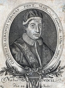 Portrait of Pope Clement XI (Gianfrancesco Albani) (1649 - 1721), 241st Pope. 18th century engraving by Unknown artist