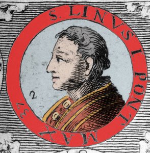 Portrait of Pope Linus (San Lino), bishop of Rome and successor of Peter. 1st century. Engraving of 19th century. by Unknown artist