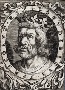 Portrait of Thierry I (? - 533), King of Austrasia. 18th century engraving