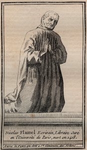 Portrait of the French alchemist Nicolas Flamel (1330-1418) - Engraving - Portrait of English alchemist Nicolas Flamel - Engraving Private collection by Unknown artist