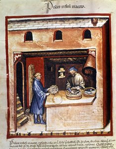 Preparation of marine fish in vinegar. Illumination from the Tacuinum sanitatis