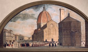 Procession on Cathedral Santa Maria del Fiore Square, Florence by Unknown artist