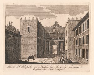 Porta del Popolo or People Gate formerly Flaminia: 1. the Church of St. Maria del Popolo by Unknown artist