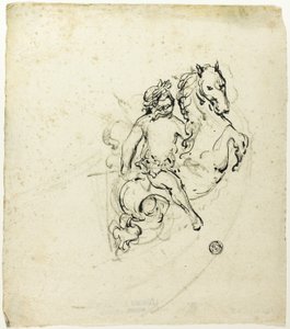 Putto Crowned with Laurel, on Prancing Horse
