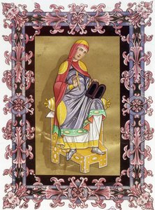 Radegonde (ca. 520-587), Queen of France, Wife of Clotaire I. Chromolithography of the 19th Century Based on Illumination by Unknown artist