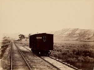 Railroad Car on Tracks by Unknown artist