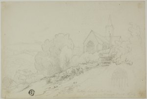 Rattery Church, East End and the New Vicarage House