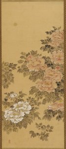 Red and White Peonies by Unknown artist