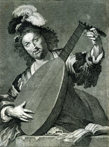 Representation of a lute player tuning his instrument by Unknown artist