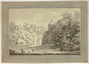 River Landscape with Cows and Dog in Foreground by Unknown artist