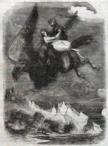 Roger and Angelica on the hippoclaw - engraving from 1851 from 