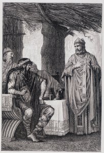 Saint Gregory of Tours opposing Chilperic I, King of Neustria
