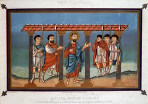 Saint Paul proclaiming the Gospel - from a Bible written for King Charles the Bald in the Abbey of Saint Martin of Tours, 9th century by Unknown artist