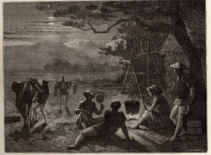 Scene of rest in the country, in the moonlight by Unknown artist