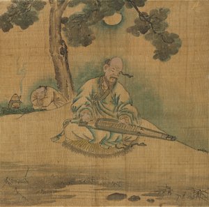 Scholar Playing a Qin by Unknown artist