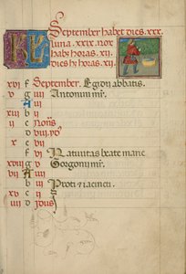September Calendar Page; Harvesting Grapes by Unknown artist