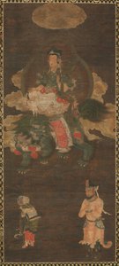 Shakyamuni Triad: Buddha Attended by Manjushri and Samantabhadra (Bodhisattva with Lion) by Unknown artist