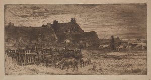 Sheepfold: Sunset by Unknown artist