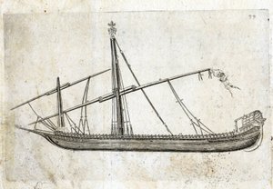 Side view of a galley. 18th century engraving. by Unknown artist