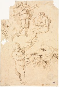 Sketches of Heads and Figures by Unknown artist