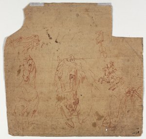 Sketches of Horses and Riders (recto) by Unknown artist