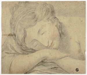 Sleeping Woman With Head on Arms by Unknown artist