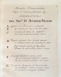 Sonet at the beginning of Spring (La primavera) concerto in Il cimento dell