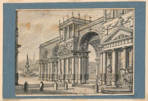Stage Design, Colonnade and Fountains by Unknown artist