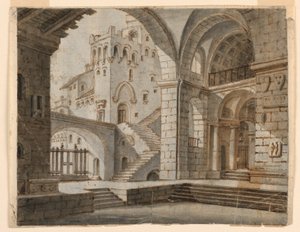 Stage Design: Court in Gothic Castle by Unknown artist
