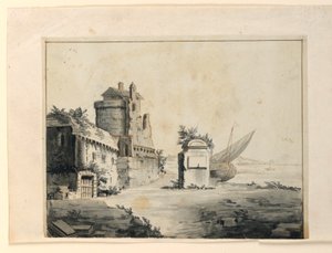Stage Design, Ruins Near Shore by Unknown artist
