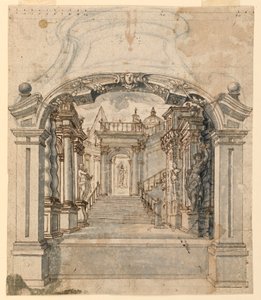 Stage Design: Staircase with Sculptures by Unknown artist