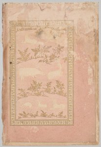 Stenciled Scenes of Lion and Gazelle (verso) by Unknown artist