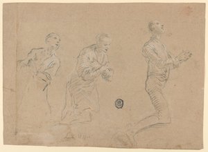 Studies (a) Three Kneeling Shepherds. (b) Two Arms by Unknown artist