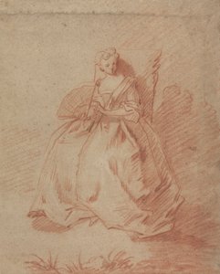 Study of a Seated Woman Holding a Fan by Unknown artist