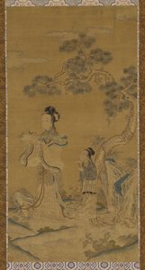 Tapestry: A Daoist Female Immortal and Attendant Under a Pine