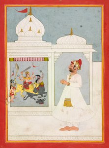 Thakur Ajit Singh Worships the Goddess by Unknown artist
