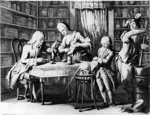 The Apothecary. 19th century engraving by Unknown artist