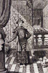 The Chinese Emperor and Supreme Ruler of the Tartars - Chinese emperor Kangxi, Qing dynasty, engraving by Athanasius Kircher from 