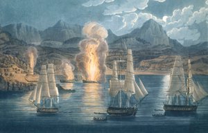 The English destroying French ships in the Bay of Sagone, Corsica on 30 April 1811 by Unknown artist