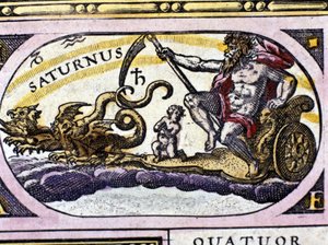 The God Saturn (Cronos) on a tank drawn by two dragons by Unknown artist