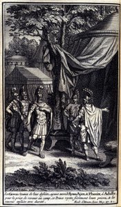 The Greeks, Astonished at Their Defeat, Send Ulysses, Ajax, and Phoenix to Achilles to Pray Him to Return to the Camp (Illustration for Book IX of the Iliad of Homer) by Unknown artist